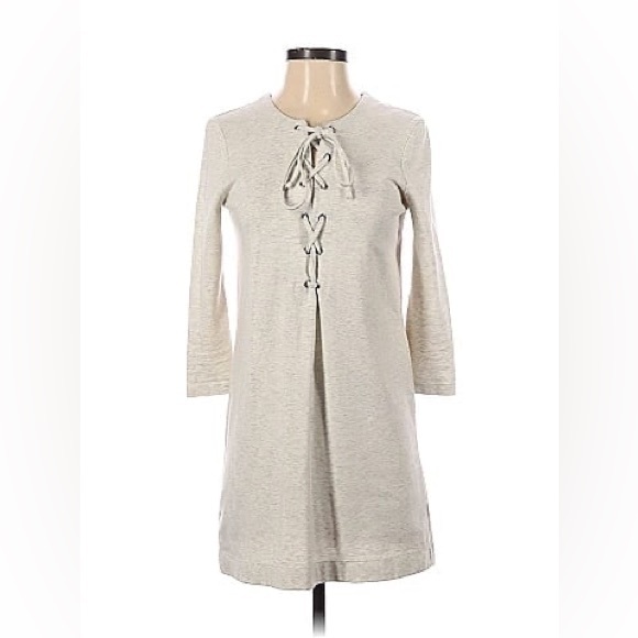 SOLD ELSEWHERE ❤️ Free People Gray Casual Pull Over Lace Up Sweater Dress - Picture 2 of 4